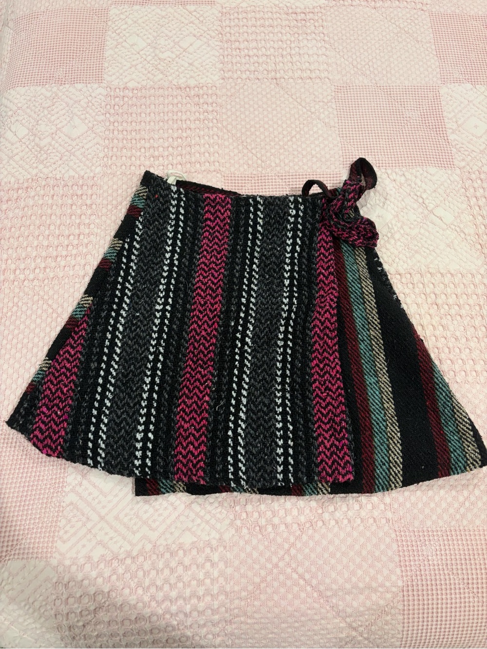 Urban Renewal Black, Pink & Teal Striped Wrap Skirt